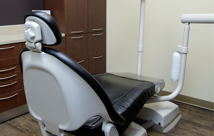 Close-up of dental treatment chair