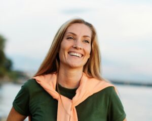 Woman with a white smile