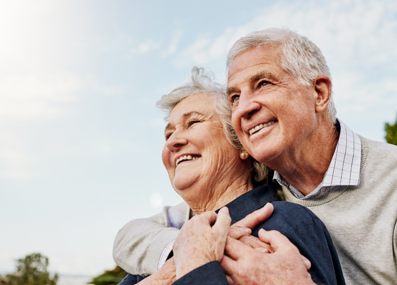 Elderly couple smiling